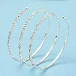 鉄合金ラインストーン多層バングル  3つのループ  動かせないビーズで終わる  銀  0.2~3.7cm  内径：2-1/4インチ（5.6cm）&nbsp;BJEW-B052-03S