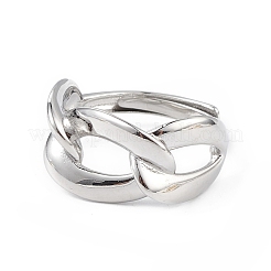 Adjustable Brass Curb Chains Shape Ring for Women&nbsp;RJEW-L100-025P