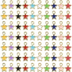 環境に優しい合金エナメルスターチャーム150個  ミックスカラー  9x7x1mm  穴：1.5mm&nbsp;ENAM-YW0005-87