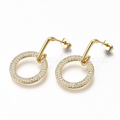 Brass Micro Pave Cubic Zirconia Dangle Stud Earrings&nbsp;EJEW-S208-132B-NF