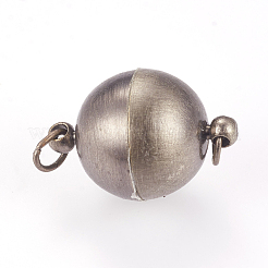 真鍮製マグネットクラスプ  ラウンド  ブラッシュアンティークシルバー  20.5x14mm  穴：4mm&nbsp;KK-E737-31AS