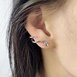 真鍮製 マイクロパヴェ キュービックジルコニア スタッドピアス 女性用  ヘビ  プラチナ  20mm&nbsp;PW-WG09BA2-01