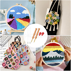 木製刺繍パンチ針3本  3本の銅線とひょうたん型のプラスチック針糸通し付き  ミックスカラー  パンチ針：150x21.5mm  穴：3mm  スレッダー: 46x15.5x3mm&nbsp;DIY-GF0008-87