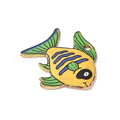 合金エナメルチャーム  魚のチャーム  ライトゴールド  ゴールド  23x25x1.5mm  穴：1.8mm&nbsp;LS-FIND-H047-02KCG-02
