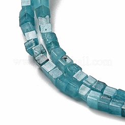 天然ホワイトジェードの模造アクアマリンビーズ連売り  染め  キューブ  2~2.5x2.5~3.5x2.5~3mm  穴：0.4mm  約157~165個/連  14.96~15.75''（38~40センチメートル）&nbsp;G-B064-A09-1