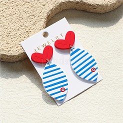 Summer Beach Striped Acrylic Stud Dangle Earrings&nbsp;FS-WG25FC5-01