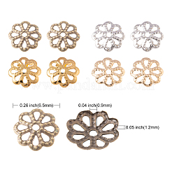1600個4色8枚の花びらの鉄ビーズキャップ  花  ミックスカラー  6.5x1.2mm  穴：0.9mm  400個/カラー&nbsp;IFIN-CJ0001-64