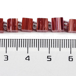 手作りのネパールランプワークビーズ連売り  3D 立方体ボックス形状  ファイヤーブリック  5.5x6x5.5mm  穴：1mm  約51~53個/連  15.59''~16.26''（39.6~41.3センチメートル）&nbsp;LAMP-M019-01G