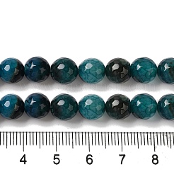 染色・加熱された天然の龍脈瑪瑙ビーズ連売り  多面カット  ラウンド  濃い緑  8mm  穴：1.2mm  約48個/連  14.69''（37.3センチメートル）&nbsp;X-G-P539-A01-28