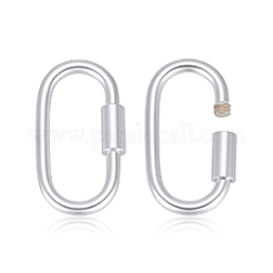 スターリングシルバーのロックカラビナ2個925個  オーバル  925銀メッキ  14x7.5mm&nbsp;STER-PH0004-52A