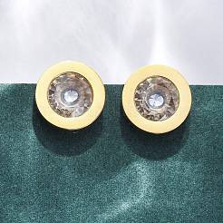 304 Stainless Steel Flat Round Stud Earrings&nbsp;EJEW-C099-23G-03