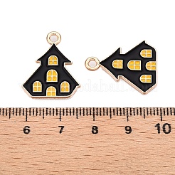 ハロウィンテーマアロイエナメルペンダント  ライトゴールド  お化け屋敷  22x18x1mm  穴：2mm&nbsp;ENAM-T020-07M