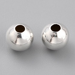 真鍮製スペーサービーズ  カドミウムフリー＆鉛フリー  長持ちメッキ  ラウンド  925銀メッキ  6x5.5mm  穴：1.6mm&nbsp;LS-KK-O133-010E-S