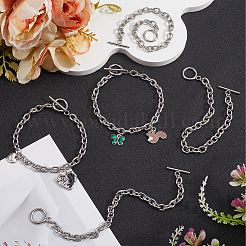 10Pcs Unisex 304 Stainless Steel Cable Chain Bracelets&nbsp;BJEW-SC0001-36