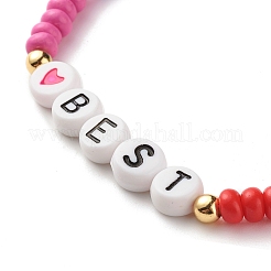 Word BEST Stretch Bracelets&nbsp;BJEW-JB07524-05