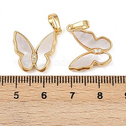 真鍮チャーム  シェルと  蝶  18KGP本金メッキ  16.5x18x3.5mm  穴：4.5x3.5mm&nbsp;KK-C109-06G