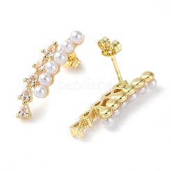 Rack Plating Brass Micro Pave Cubic Zirconia Studs Earrings&nbsp;EJEW-K249-05G