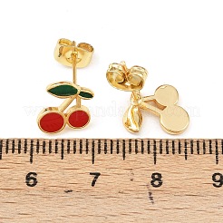 Brass Enamel Stud Earrings&nbsp;EJEW-B154-06G-01