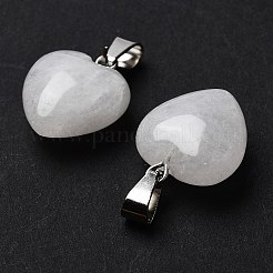 Natural White Jade Charms&nbsp;LS-HEAR-PW0001-057-03