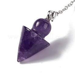 Natural Amethyst Cone Dowsing Pendulum Pendants&nbsp;G-G983-04P-01