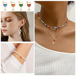 20Pcs 4 Colors Alloy Enamel Pendants&nbsp;ENAM-YW0006-15