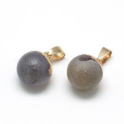 Natural Druzy Grey Agate Pendants&nbsp;G-Q494-06G
