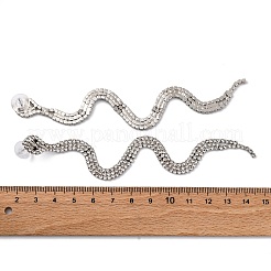 真鍮のタッセルスタッドピアス  ラインストーン付き  ヘビ  プラチナ  132x33mm&nbsp;EJEW-C127-01P