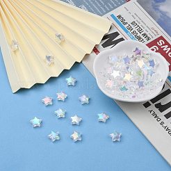 環境に優しい透明アクリルビーズ  スター  クリアAB  ABカラー  直径約10mm  厚さ4mm  穴：1.5mm&nbsp;X-PL556-1