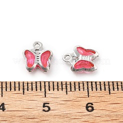 ガラスチャーム  蝶  真鍮パーツ  長持ちメッキ  ゴールドカラー  淡いバイオレットレッド  8.5x7x2mm  穴：1mm&nbsp;KK-R216-19P-09