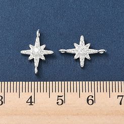 真鍮製マイクロパヴェクリアキュービックジルコニアコネクターチャーム  スターリンク  925銀メッキ  16.5x11.5x3mm  穴：1.3mm&nbsp;KK-P355-28S
