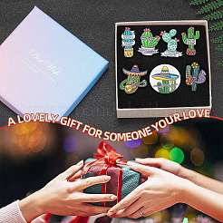 7Pcs 7 Style Cactus Enamel Pin&nbsp;JEWB-SZ0002-01