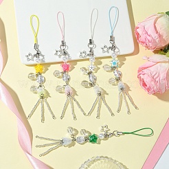 ガラス＆合金＆アクリル携帯ストラップ  きいろ  16cm&nbsp;HJEW-FS00004