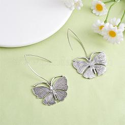 女性用蝶合金ダングルイヤリング  アンティークシルバー  65x38.7mm&nbsp;JE1085A