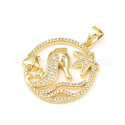 Ocean Brass Micro Pave Cubic Zirconia Pendants&nbsp;KK-K411-04B-G