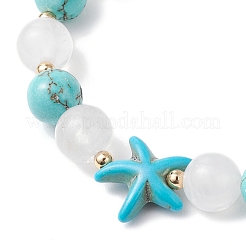 Synthetic Turquoise & Natural Quartz Crystal Beaded Stretch Bracelets for Women&nbsp;BJEW-TA00629
