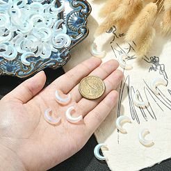 100個の手作りランプワークビーズ  ABカラーメッキ  艶消し  ダブルホーン/三日月  ホワイト  16.5x13x5mm  穴：1mm&nbsp;LAMP-CJ0001-89
