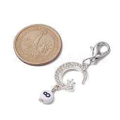 10Pcs 10 Style Moon Sun Alloy Rhinestone Pendant Locking Stitch Markers with Acrylic Number&nbsp;HJEW-JM01482