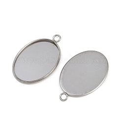 変色しにくい304ステンレススチールペンダントカボションセッティング  オーバル  ステンレス鋼色  トレイ：25x18mm  29.5x19x1mm  穴：2.5mm&nbsp;STAS-G075-21P-01