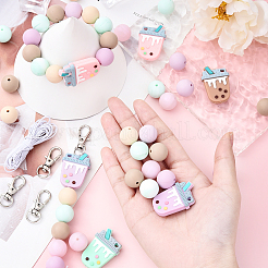 DIY Bubble Tea & Round Silicone Keychain Making Kits&nbsp;DIY-YW0011-19