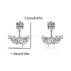 女性用スターリングシルバー製パヴェモアッサナイトスタッドピアス925点  花  銀  13.9x12mm&nbsp;XF0952