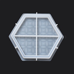 DIY シリコーン コースター金型  レジン型  UVレジン用  エポキシ樹脂ジュエリー作り  丸い模様  六角  155x135x13.5mm  内径：116x134.5mm&nbsp;LS-DIY-G079-15A