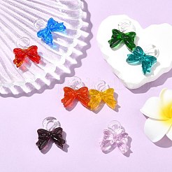 8個8色透明ガラスペンダント  蝶結び  ミックスカラー  25~26x24x7.5mm  穴：5~6x5~7mm  1pc /カラー&nbsp;GLAA-CJ0002-83