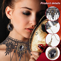 Resin Oval Pendant Dangle Earrings and Lace Choker Necklaces&nbsp;AJEW-PH0004-17