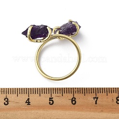 天然アメジストカフスリング  金色の真鍮リング  ラックめっき  内径：20mm&nbsp;RJEW-B122-02G-03