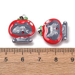 合金ペンダント  猫の形のチャーム  焼き付け塗料  スレートグレイ  19x16.5x6mm  穴：1.2mm&nbsp;PALLOY-A040-03C