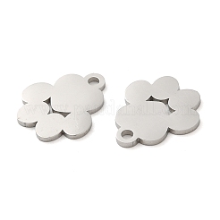変色しない304ステンレススチールチャーム  レーザー切断  足跡チャーム  ステンレス鋼色  14x12x1mm  穴：1.6mm&nbsp;STAS-J042-20P