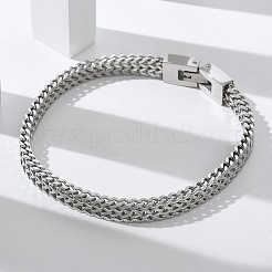 304ステンレススチール製ウィートチェーンブレスレット、女性用、男性用  プラチナ  8インチ（20.2cm）&nbsp;STAS-N117-02P