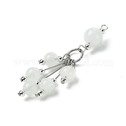 Natural White Jade Round Tassel Big Pendants&nbsp;PALLOY-JF03281-04