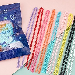 36連売り9色ABSプラスチックアズキチェーン  オーバル  ミックスカラー  14.96インチ〜15.35インチ（38~39cm）/連  1連 / color&nbsp;KY-SC0001-56