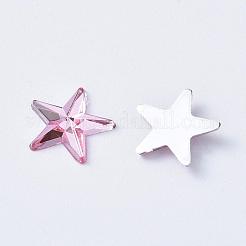 アクリルラインストーンフラットバックカボション  バックメッキ  多面カット  スター  ピンク  10x1.5mm&nbsp;RSB385-3